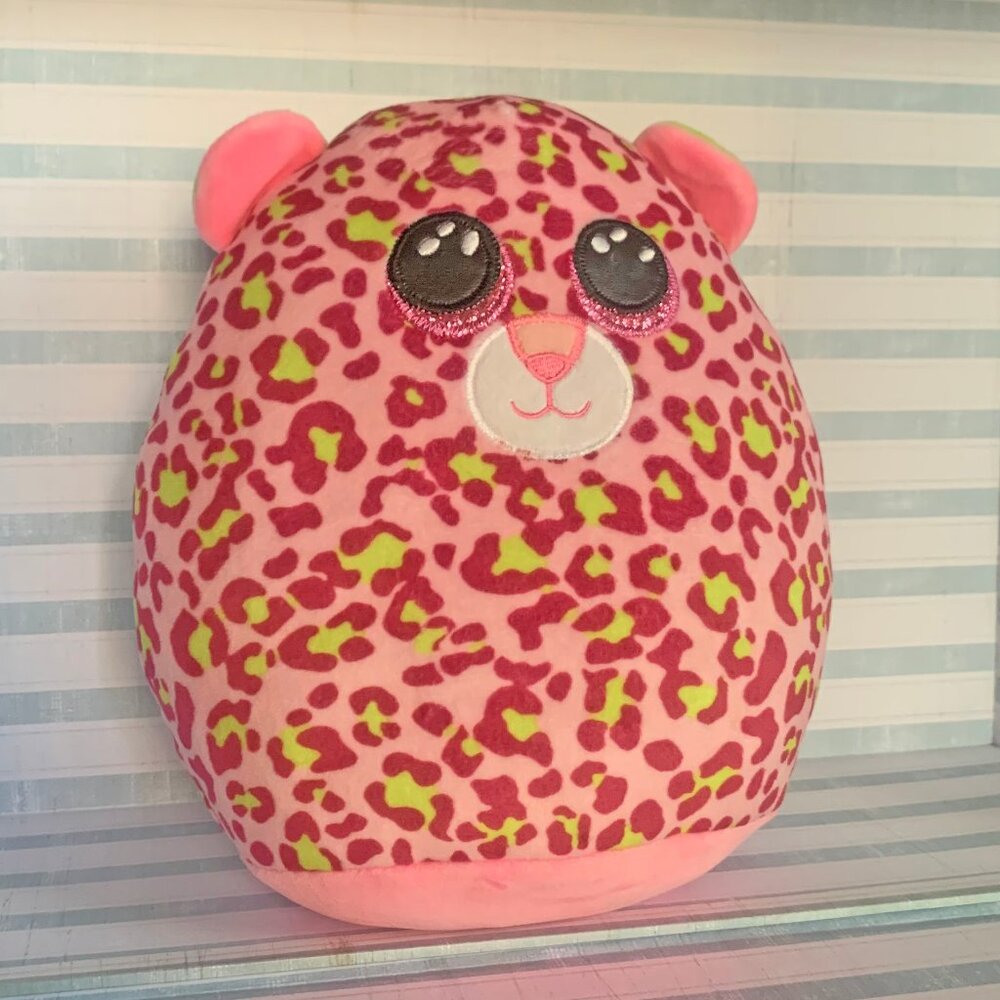 Ty Squish A Boo Lainey the Pink Leopard Plush Stuffed Animal 9.5"